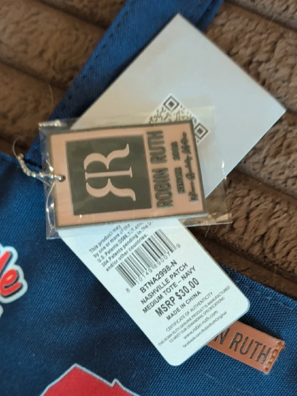 Robin Ruth Navy Blue Nashville Sticker-Print Canvas Tote